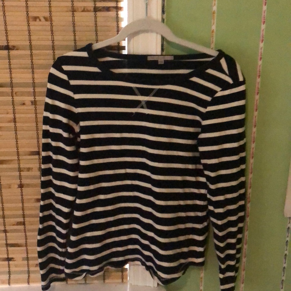 Crewneck stripe sweater with elbow patch